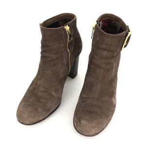 BLUE LABEL CRESTBRIDGE ショート ブーツ ブーティ ベルトモチーフ ヌバックレザー 23cm ブラウン 茶 IBO41