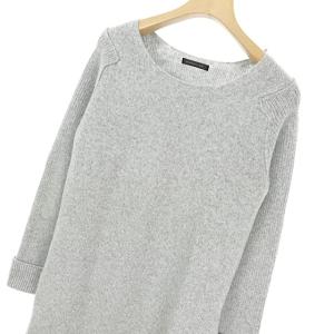 Deuxieme Classe リブ ニット ワンピース エルボーパッチ付 グレー