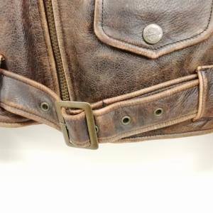 HARLEY DAVIDSON レザー ダブル ライダース ジャケット ブルゾン FREE ブラウン