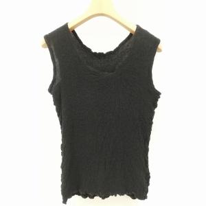 me ISSEY MIYAKE プリーツ ノースリーブ カットソー タンクトップ トップス ブラック MI55FR005
