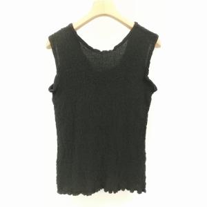me ISSEY MIYAKE プリーツ ノースリーブ カットソー タンクトップ トップス ブラック MI55FR005