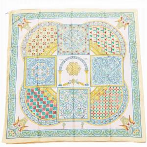 カレ90 CIELS BYZANTINS ビサンチンの空 シルク 大判スカーフ 総柄 マルチカラー 0812