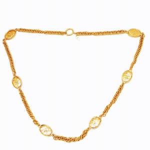 CHANEL ココマーク オーバル ネックレス 26 プレート ジュエリー 金メッキ ゴールド 0812
