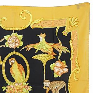 Salvatore Ferragamo 大判 スカーフ シルク 総柄 アニマル バード柄 鳥柄 花柄 ベージュ系 国内正規品 1009