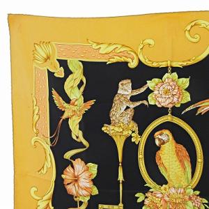 Salvatore Ferragamo 大判 スカーフ シルク 総柄 アニマル バード柄 鳥柄 花柄 ベージュ系 国内正規品 1009