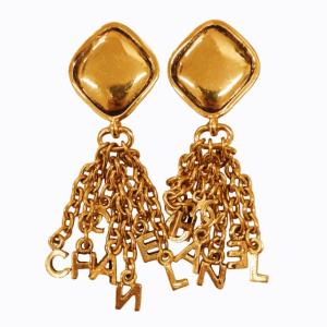 CHANEL ヴィンテージ チェーン イニシャル ロゴ イヤリング ココマーク CC 金メッキ ゴールド 0821