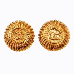 ヴィンテージ ココマーク ラウンド イヤリング CC 金メッキ ゴールド 0821