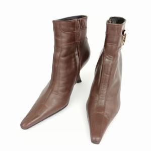 GIANNI VERSACE ショートブーツ ブーティ ポインテッドトゥ 36.5 ブラウン