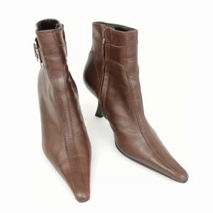 GIANNI VERSACE ショートブーツ ブーティ ポインテッドトゥ 36.5 ブラウン