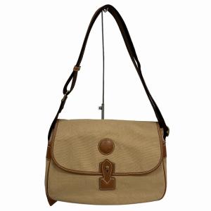 HUNTING WORLD ショルダーバッグ 斜め掛け キャンバス レザー ロゴ ベージュ系 1223