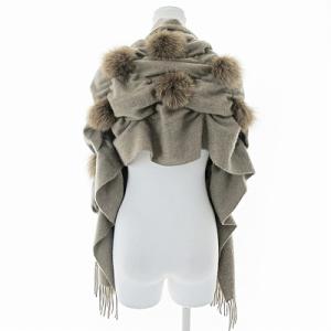 EPOCA カシミヤ ファックスファー マフラー ストール 肩掛け ギャザー ベージュ 1003