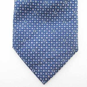 FENDI ネクタイ レギュラータイ FF ズッカ柄 ビジネス シルク ネイビー 紺 1011