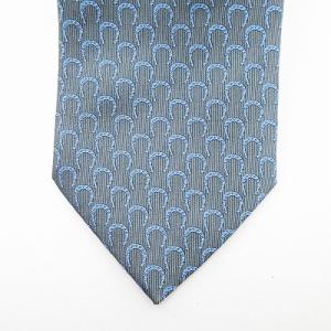 HERMES 美品 蹄 馬蹄 蹄鉄 H柄 ネクタイ レギュラータイ ビジネス シルク 総柄 ネイビー 紺 1011