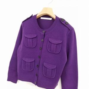 DIANE von FURSTENBERG カシミヤ混 ウール ニット カーディガン トップス 長袖 S パープル