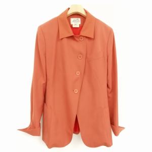 HERMES ヴィンテージ スーツ セットアップ リネン切替 ラペルカラー ジャケット 膝丈 スカート 42
