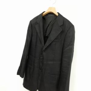 ARMANI COLLEZIONI リネン シルク シングル 3B ジャケット テーラード ブレザー 48 R 光沢 ブラック