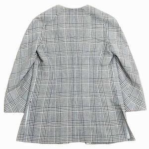 VALENTINO GARAVANI ロゴテープ スーツ セットアップ ノーカラー ジャケット スカート チェック アイボリー ネイビー 44 0905