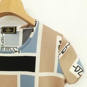 FENDI mare ロゴ ズッカ柄 カットソー Ｔシャツ トップス 半袖 40 マルチ
