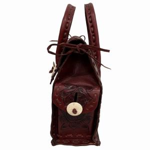 CARVING TRIBES ハンドバッグ トートバッグ レザー 型押し 花柄 赤 レッド系 1223