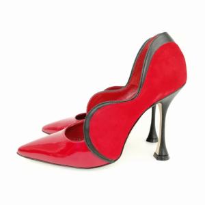 HAMAKI パテント スウェード パンプス ポインテッドトゥ 美品 34 レッド