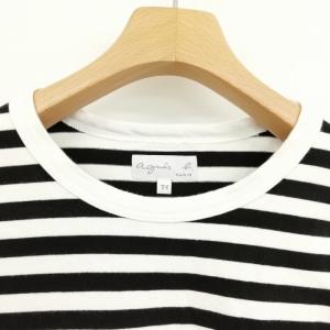agnes b. 2016 ボーダー ロングスリーブ カットソー Tシャツ トップス 長袖 美品 T1 ブラック ホワイト