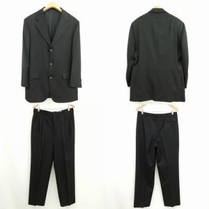 GIANNI VERSACE 美品 シングル 3B スーツ セットアップ ジャケット メデューサ裏地 スラックス ハンガー付 50 ブラック