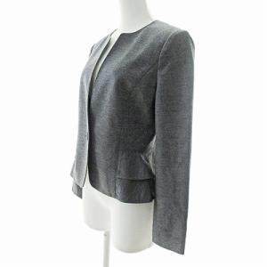 ANAYI 美品 ノーカラー ジャケット ブレザー フリル ウール グレー 38 1205