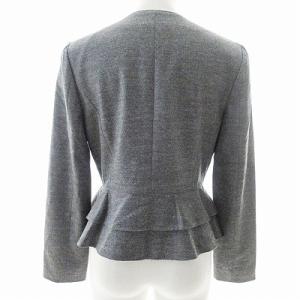 ANAYI 美品 ノーカラー ジャケット ブレザー フリル ウール グレー 38 1205