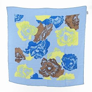 Salvatore Ferragamo 大判 スカーフ シルク 花柄 サックスブルー 1009