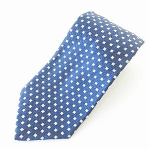 美品 ネクタイ レギュラータイ 四角 ドット柄 ビジネス シルク ネイビー 紺 1208