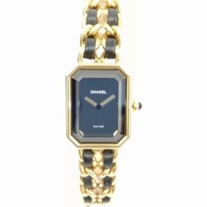 プルミエール M カットガラス スクエア クオーツ 腕時計 ブラック文字盤 ゴールド