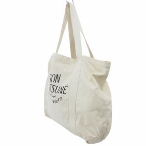 Maison Kitsuné トートバッグ ハンド エコ ロゴプリント 白 アイボリー