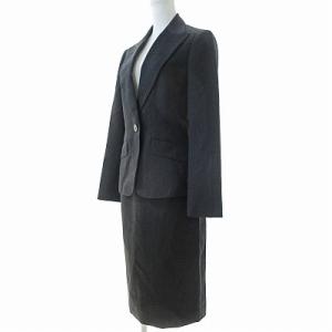 LANVIN COLLECTION コレクション 美品 3ピース スカート パンツ スーツ セットアップ ウール チャコールグレー 38