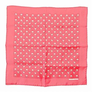 プチカレ40 スカーフ ポケットチーフ ダチョウ アニマル柄 シルク 赤 1207