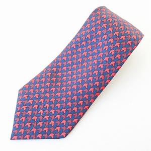 美品 ネクタイ レギュラータイ ホース 馬柄 ビジネス シルク ネイビー レッド 紺 赤 1208