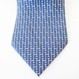 HERMES 美品 ネクタイ レギュラータイ H柄 総柄 ビジネス シルク ネイビー 紺 1208