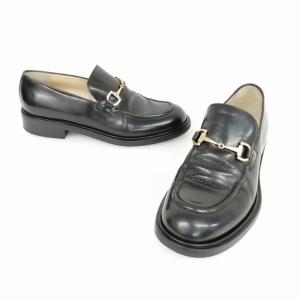 GUCCI オールドグッチ ホースビット ローファー スリッポン レザー シューズ 37.5 C ブラック