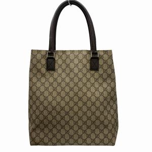 GUCCI GGスプリーム トートバッグ ハンドバッグ 131220 PVC レザー ブラウン