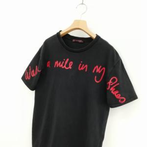 Christian Louboutin WALK MILE IN MY SHOES ロゴプリント ロゴ刺繍 Tシャツ 半袖 M ブラック AA