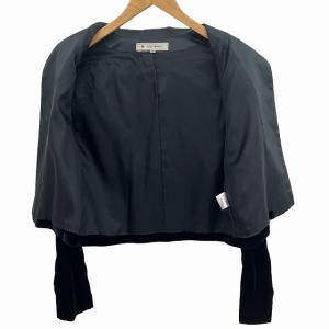 M'S GRACY ベロアジャケット ラウンドカラー 総裏地 ショート丈 黒 ブラック 38 約M-L 1126
