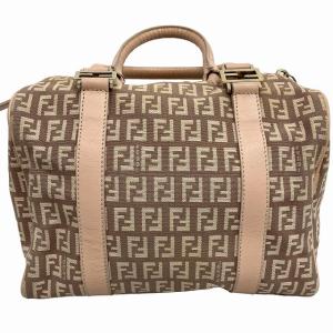 FENDI 8BL068 ズッキーノ ミニボストンバッグ ハンドバッグ 総柄 キャンバス レザー ピンク系 1223