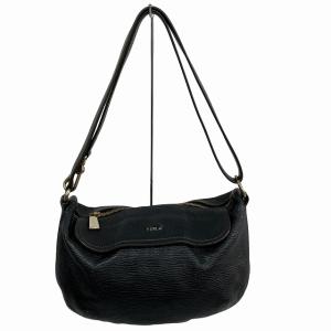 FURLA レザー ショルダーバッグ 斜め掛け ロゴ 黒 ブラック 0106