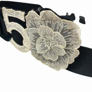 CHANEL 06P テキスタイル ベルト グログラン レザー裏 バイカラー ブラック オフホワイト