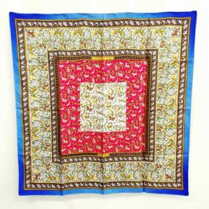 カレ90 CHASSE EN INDE インドの狩猟 大判ストール 美品 ブルー系