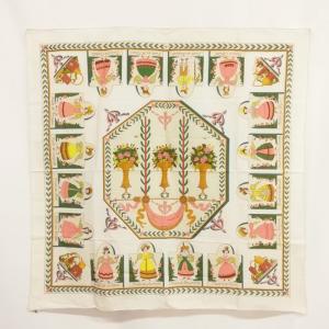 マルジェラ期 カレ90 花の植生 コットン100% 大判 スカーフ アイボリー系