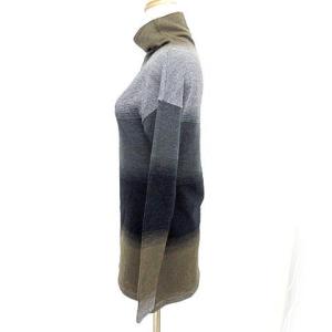 KENZO JUNGLE ニット セーター 薄手 ハイネック グラデーション S グレー 黒 ブラック カーキ