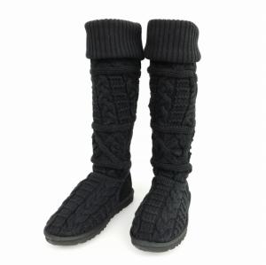 3174 オーバーザニー ケーブル ニット ロングブーツ 23cm ブラック