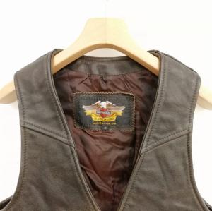 HARLEY DAVIDSON レザー ベスト ジレ ジップアップ M ダークブラウン
