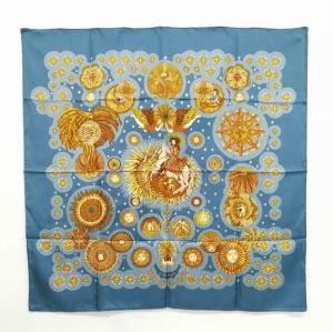 カレ90 LE ROY SOLEIL 太陽王 大判 スカーフ ブルー系