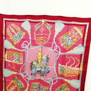 HERMES カレ90 LES MUSEROLLES 鼻革 大判 スカーフ ボルドー ピンク